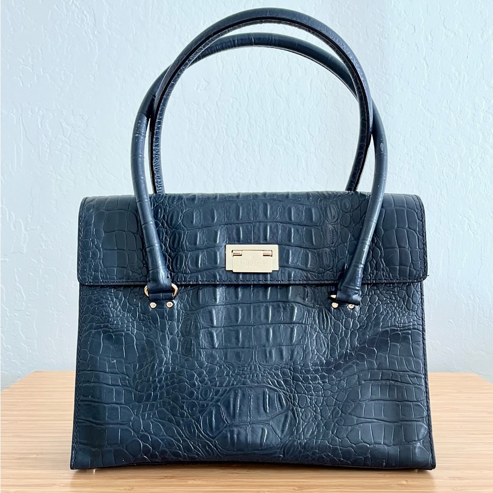 Kate Spade Navy Sinclair Orchard Valley Handbag Croc Leather